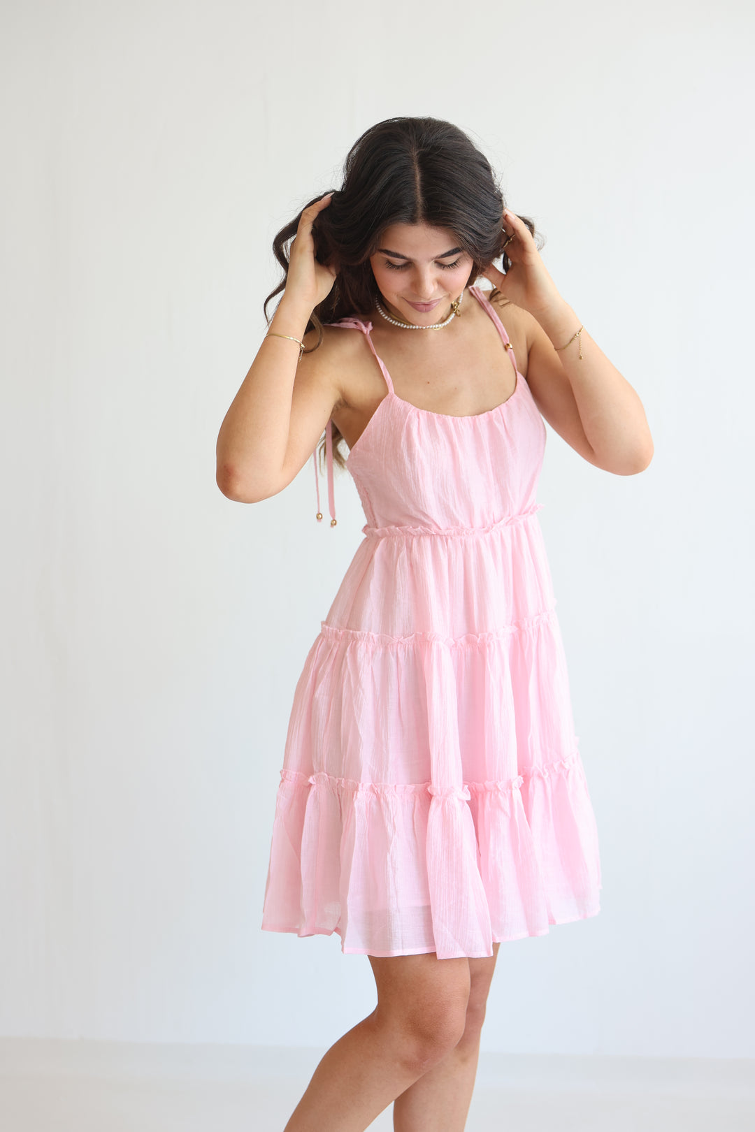 Bow Strap Tiered Dress