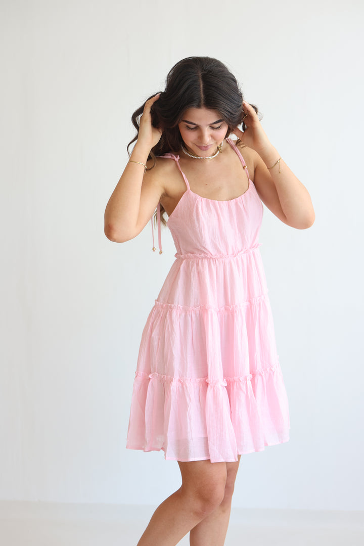 Bow Strap Tiered Dress