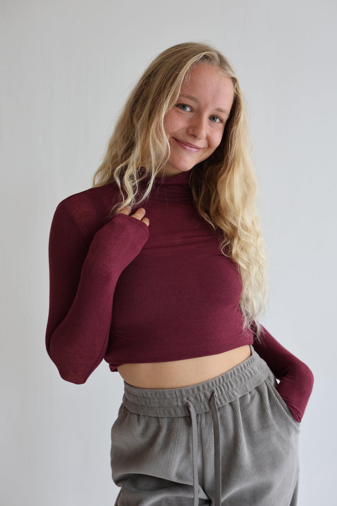 Cashmere Longsleeve mit Kragen Liliana (einfarbig)