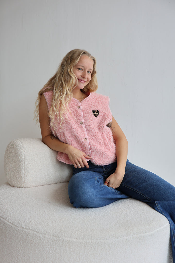 Teddyweste Leopard Hearts