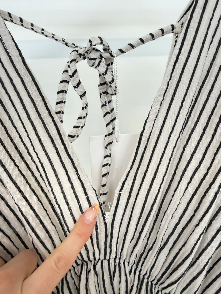 LANGES MUSSELINKLEID CASUAL STRIPES SCHWARZ (B-WARE)