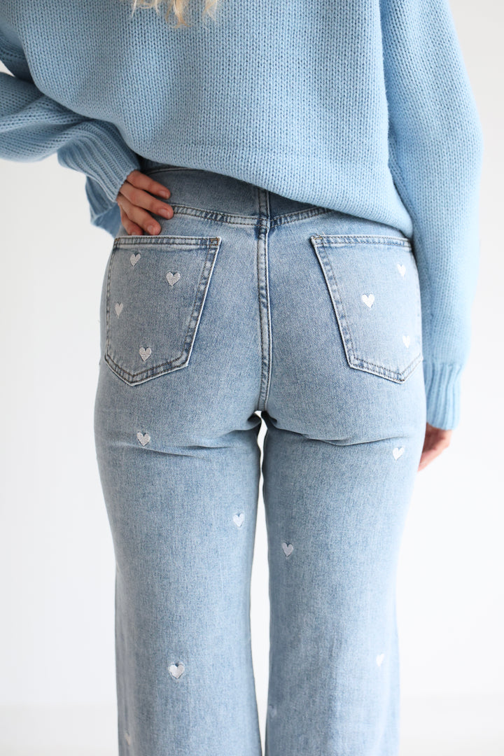Straight Fit Jeans Blue Hearts