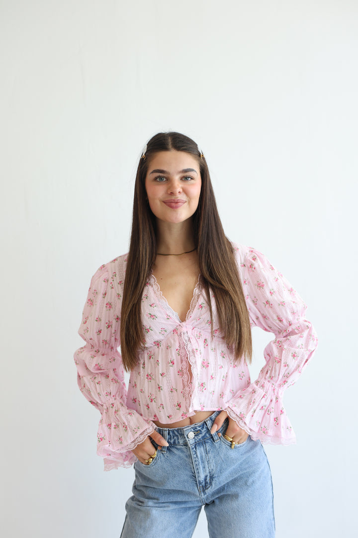 Schößchenbluse zum Schnüren Cute Roses