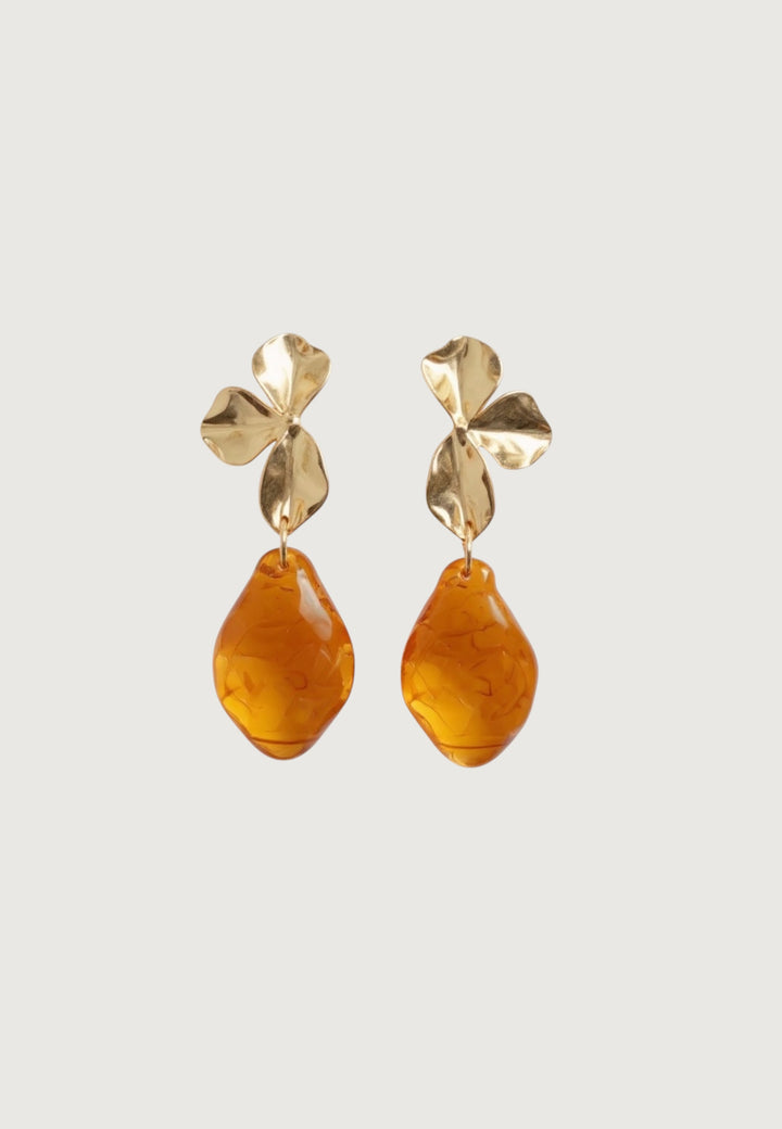 Gold Floral Statement Earrings