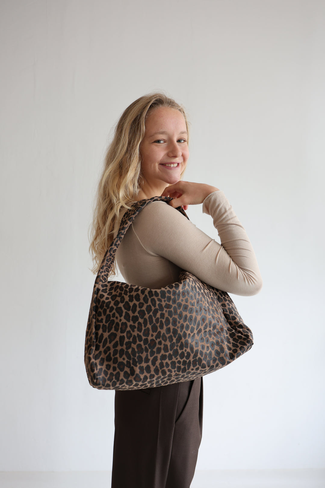 Leopard Print Suede Handbag