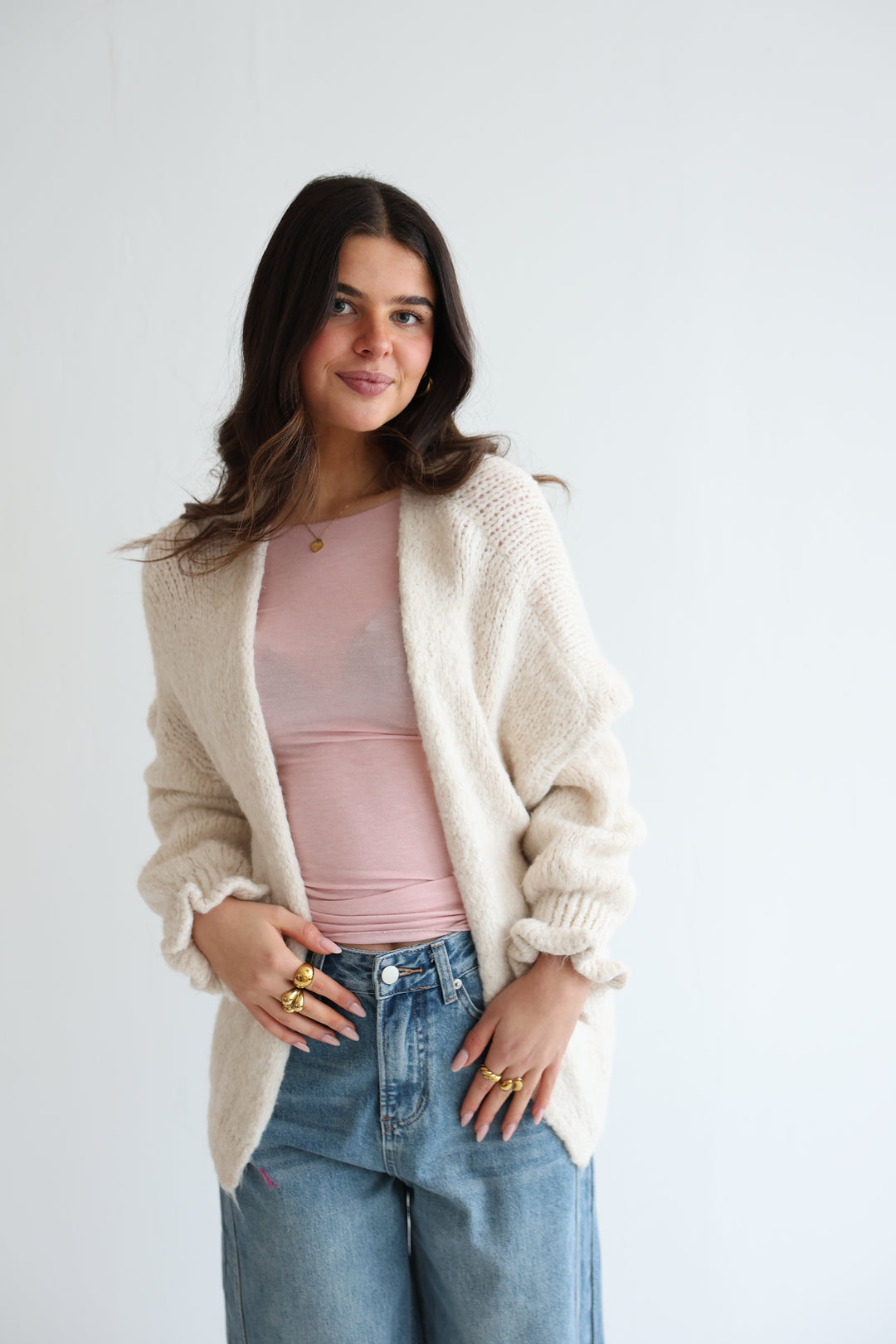 Offener Cardigan mit Rüschenärmeln Clara