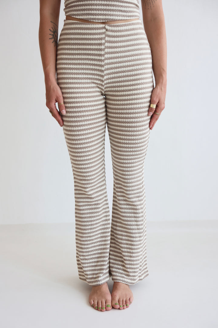Striped Knit Flared Pants