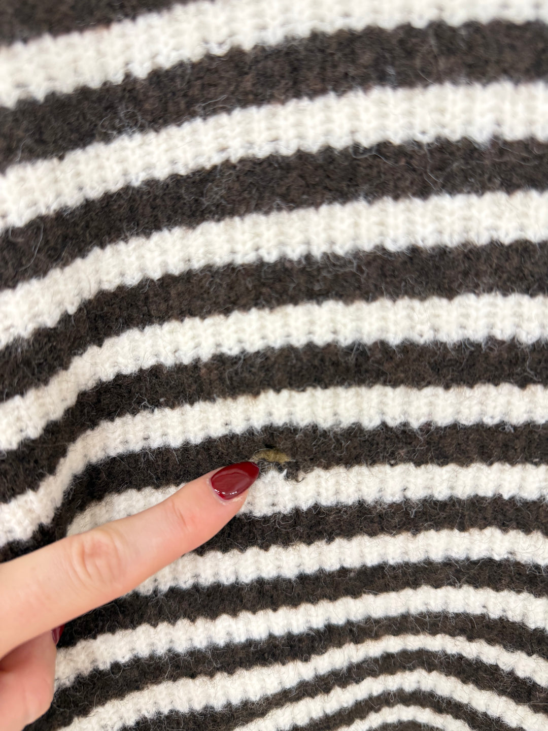 STRIPED ZIP CARDIGAN COFFEE (B-WARE)