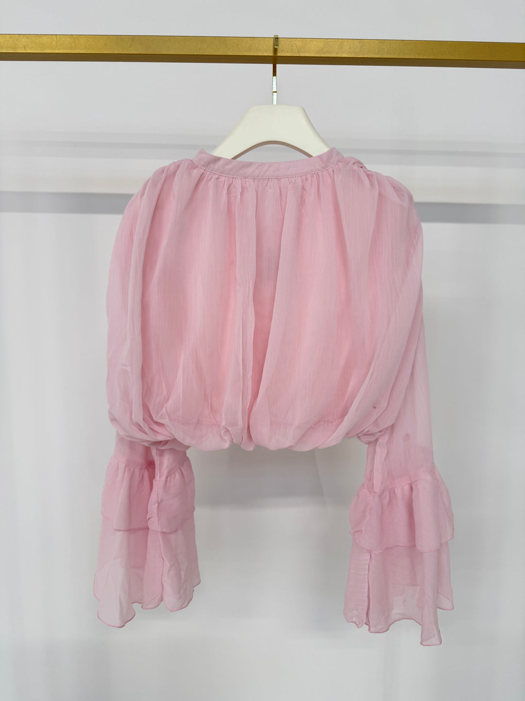 BLUSE MIT VOLANTÄRMELN LOUISA ROSA GR.S/M (B-WARE)