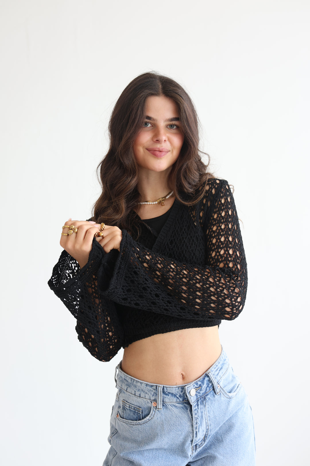 Cropped Crochet Sweater