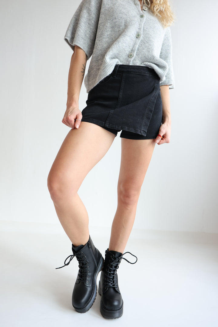 Schwarzer Jeans-Hosenrock Milena