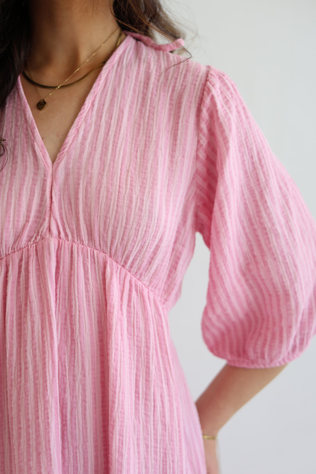3/4 Arm Musselinkleid Summer Striped