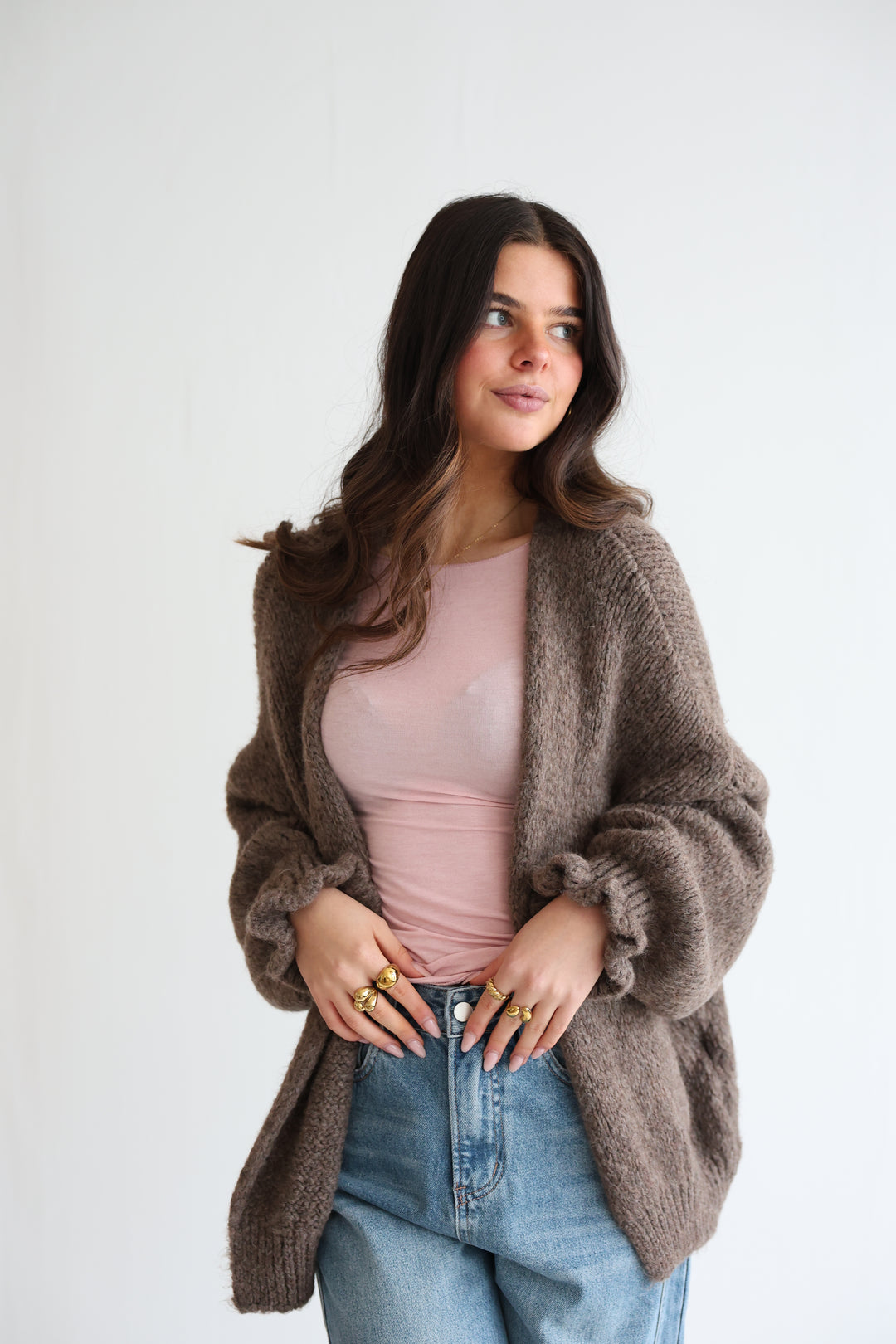 Offener Cardigan mit Rüschenärmeln Clara