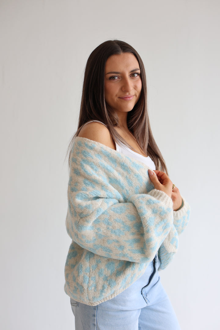 Offener Cardigan mit Leoprint