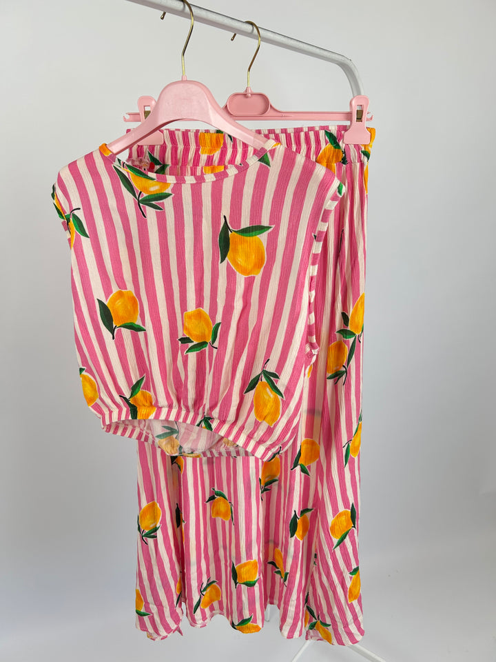 GESTREIFTER ZWEITEILER SQUEEZY LEMON PINK EINHEITSGRÖSSE(B-WARE)