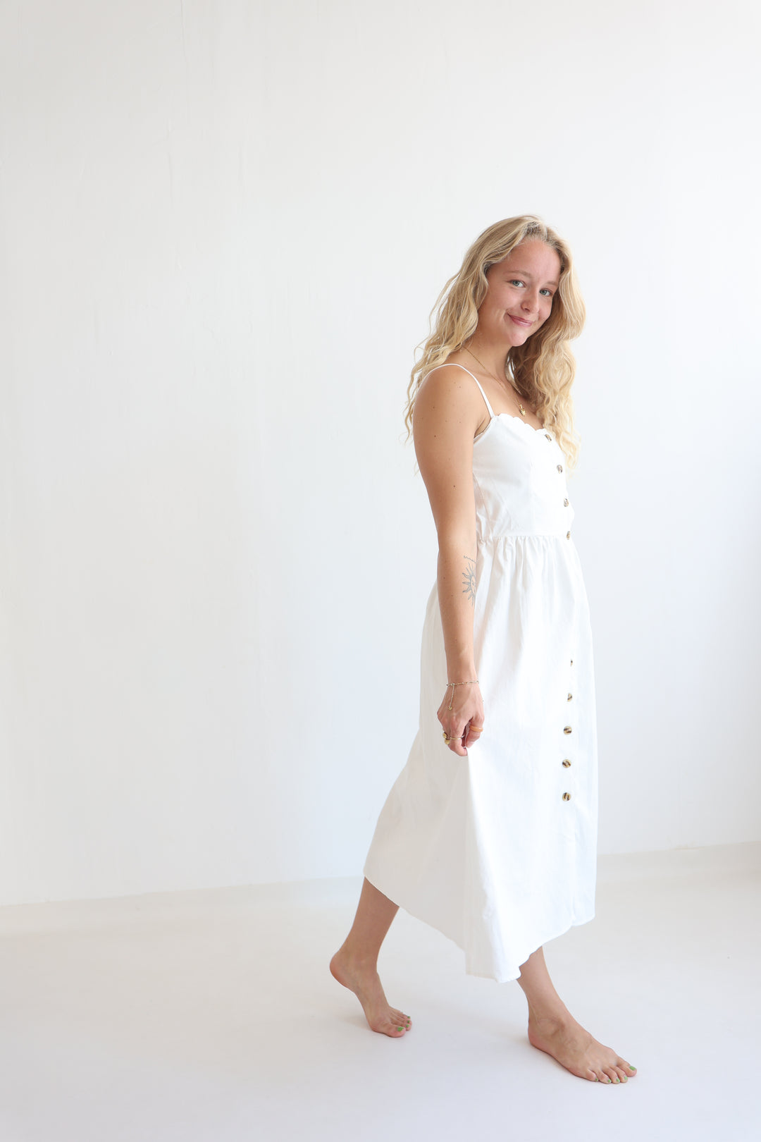 Riviera White Midi Dress
