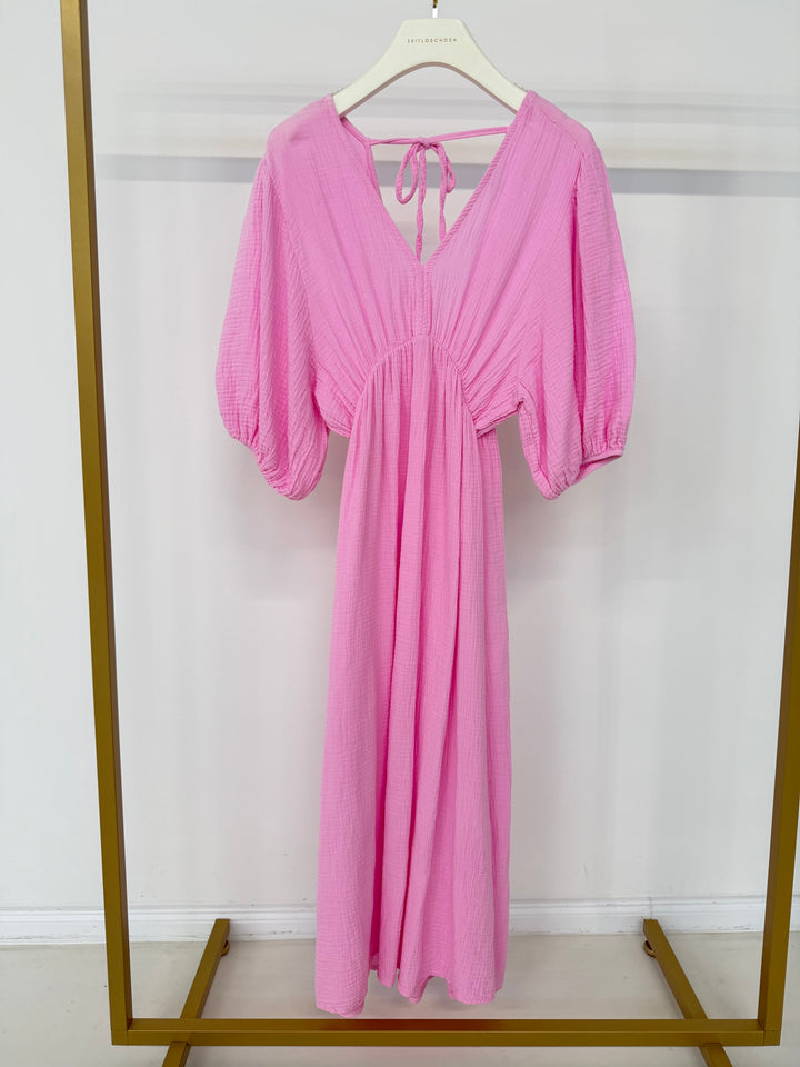 LANGES KLEID AUS MUSSELIN AVA ROSA (B-WARE)