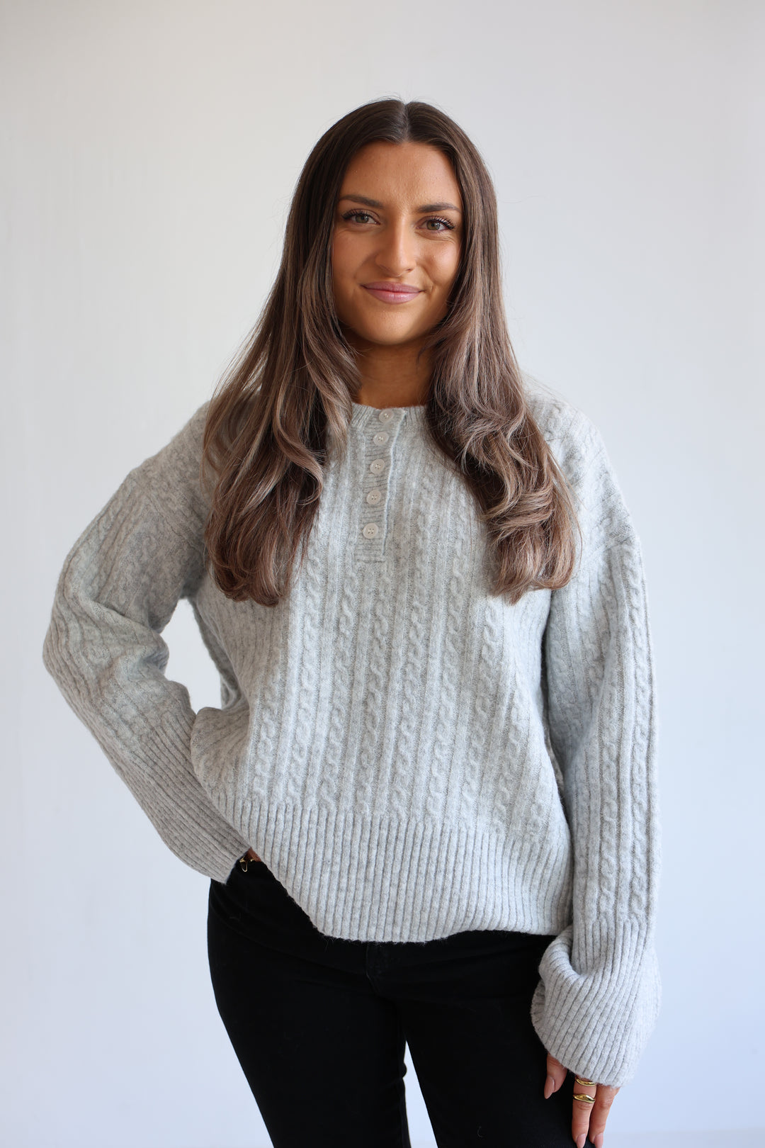 Ribbed Button Pullover