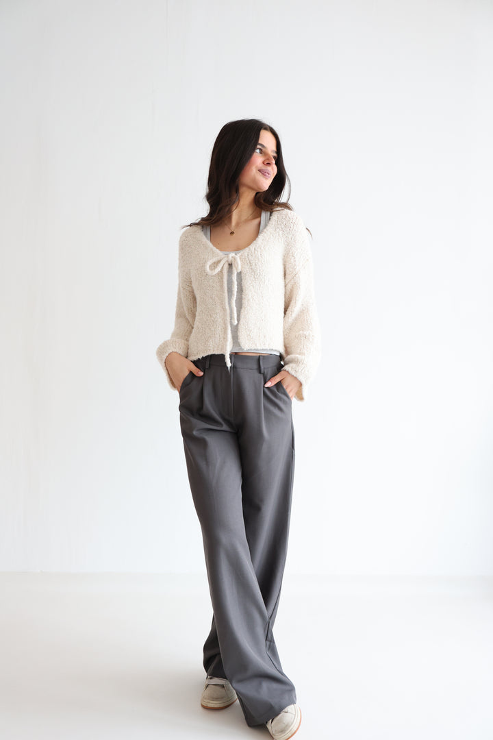 Teddy Knot Cardigan Fluffy Tie