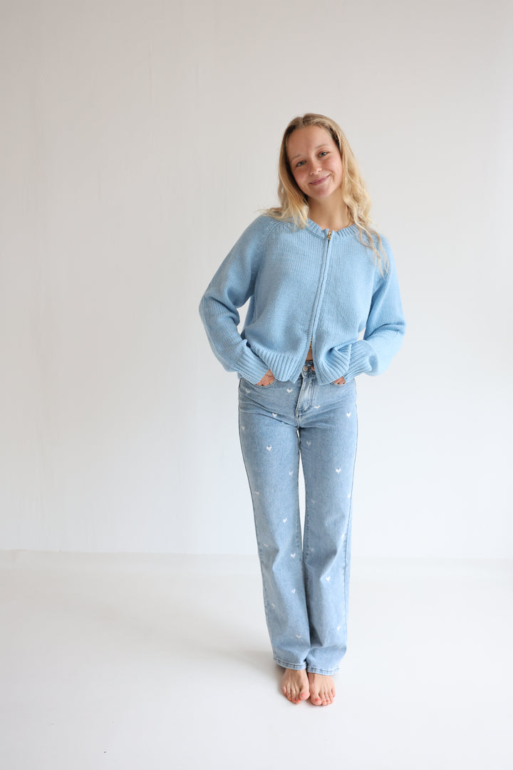 Straight Fit Jeans Blue Hearts