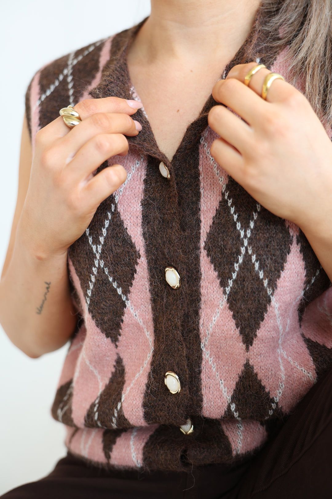 Weste Vintage Argyle Chic
