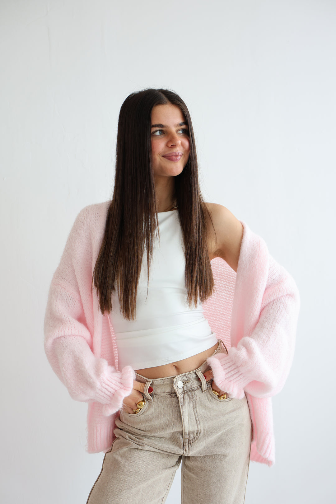 Offener Cardigan mit Rüschenärmeln Clara