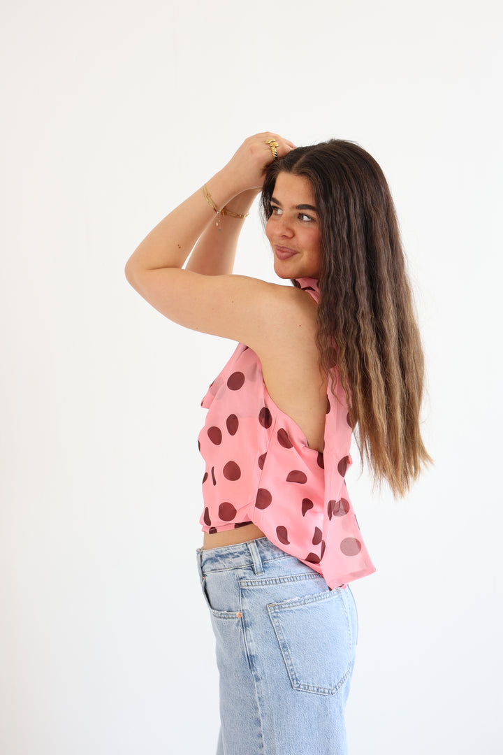 Polka Dot Wrap Top