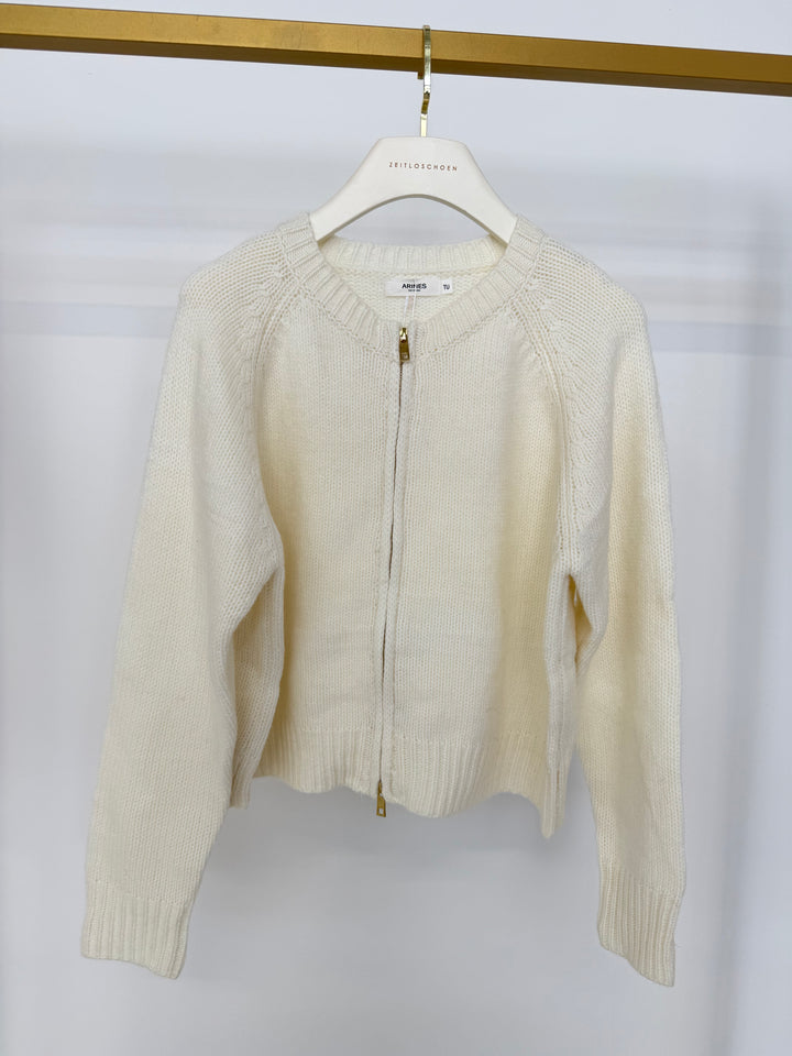 GOLDEN ZIP CARDIGAN CREME (B-WARE)