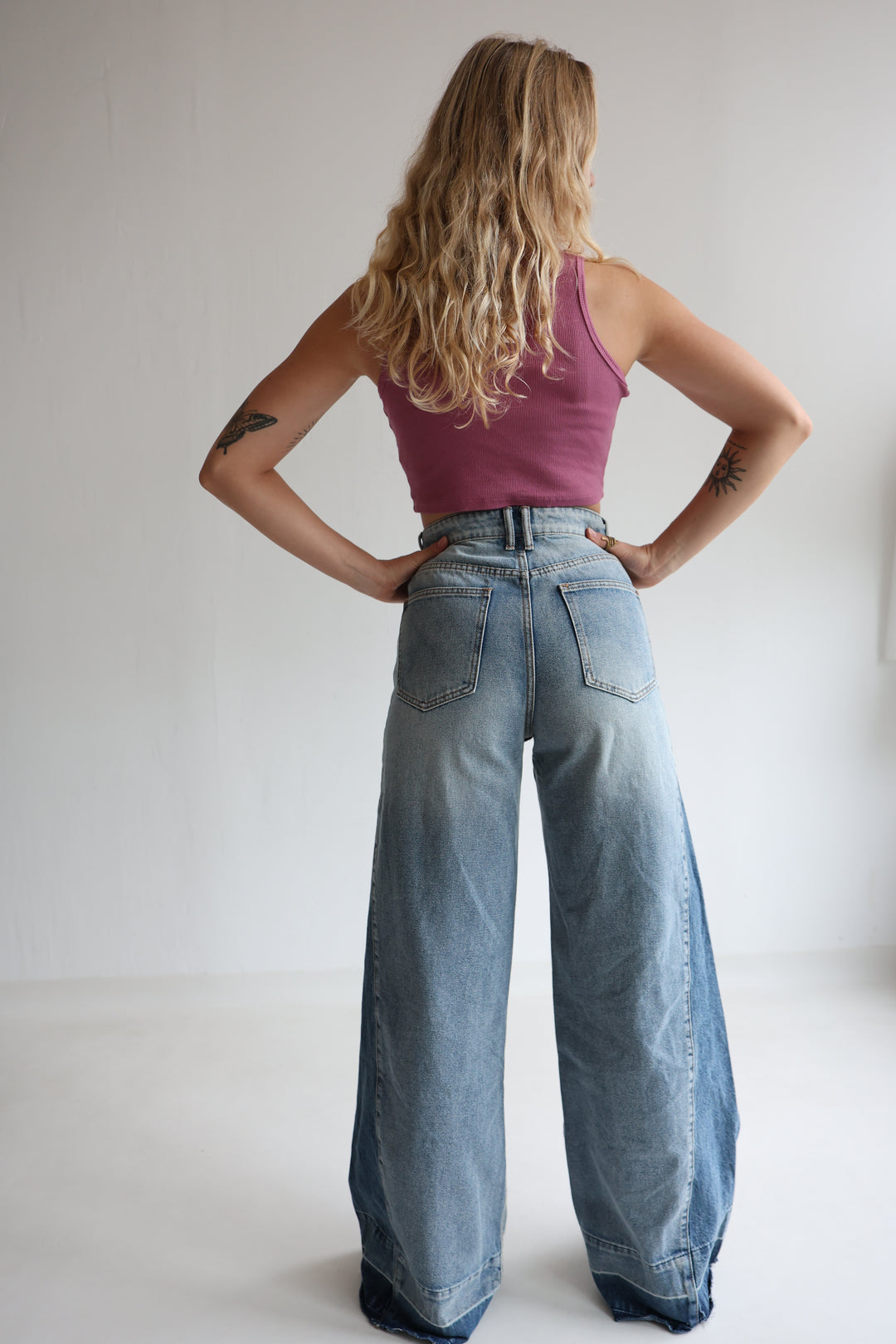 Block Fade Wide Leg Jeans