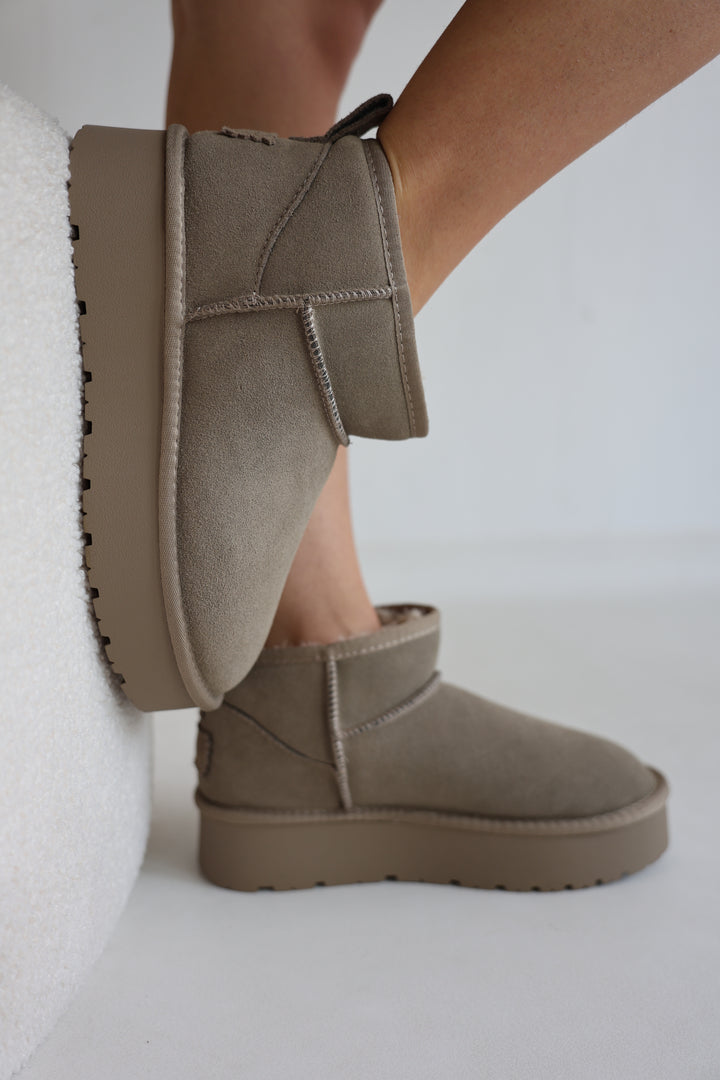 Leather Mini Plateau Boots