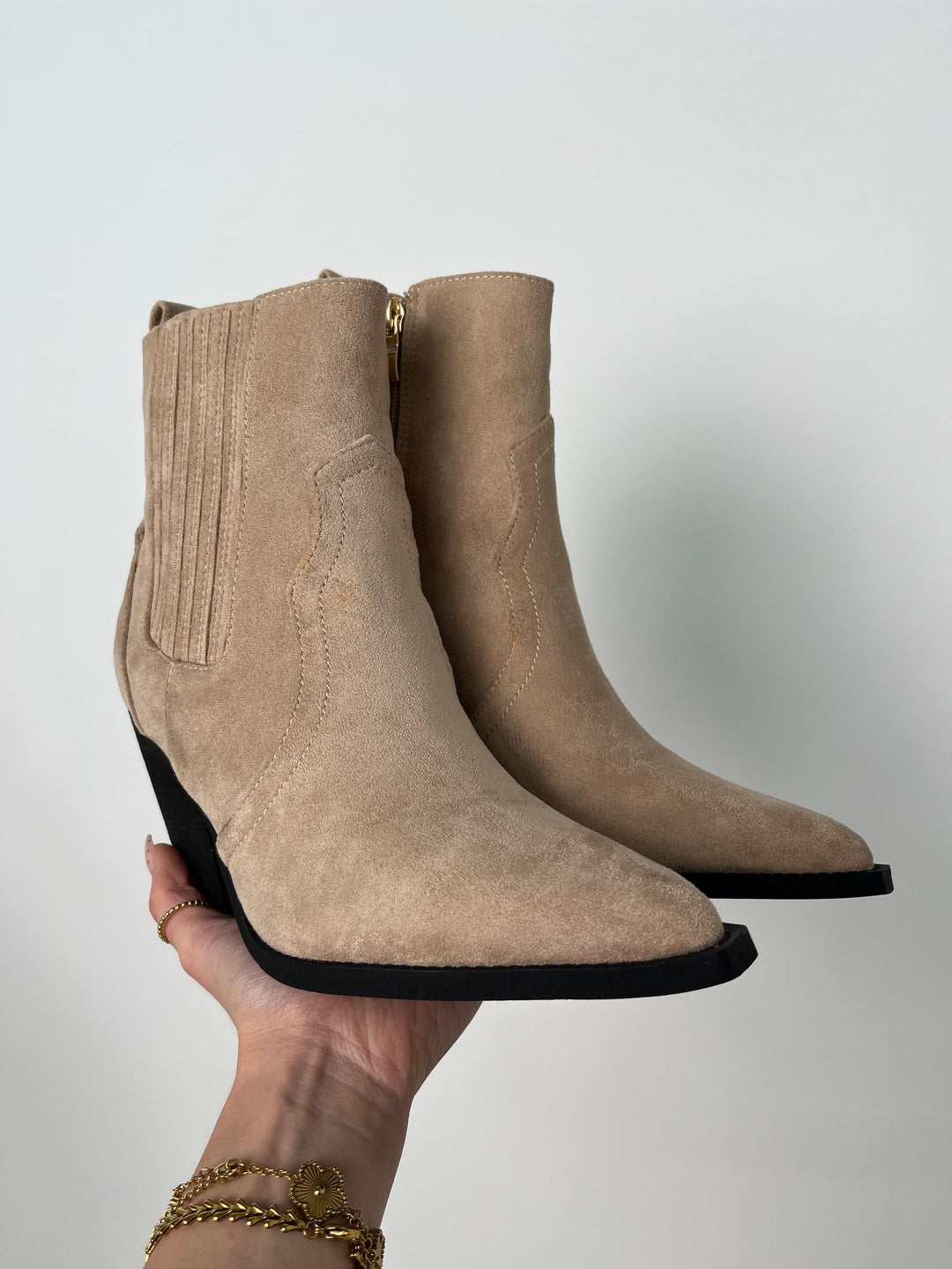 WESTERN STIEFELETTE MIT BLOCKABSATZ VEGAS BEIGE GR. 38 (B-WARE)