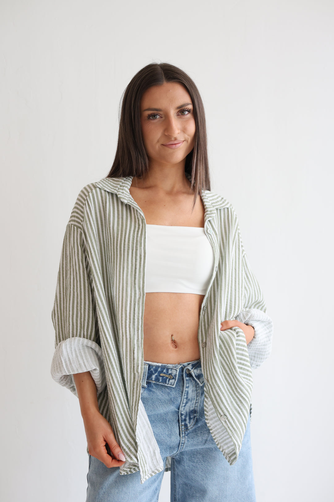 Gestreifte Musselinbluse Meadow