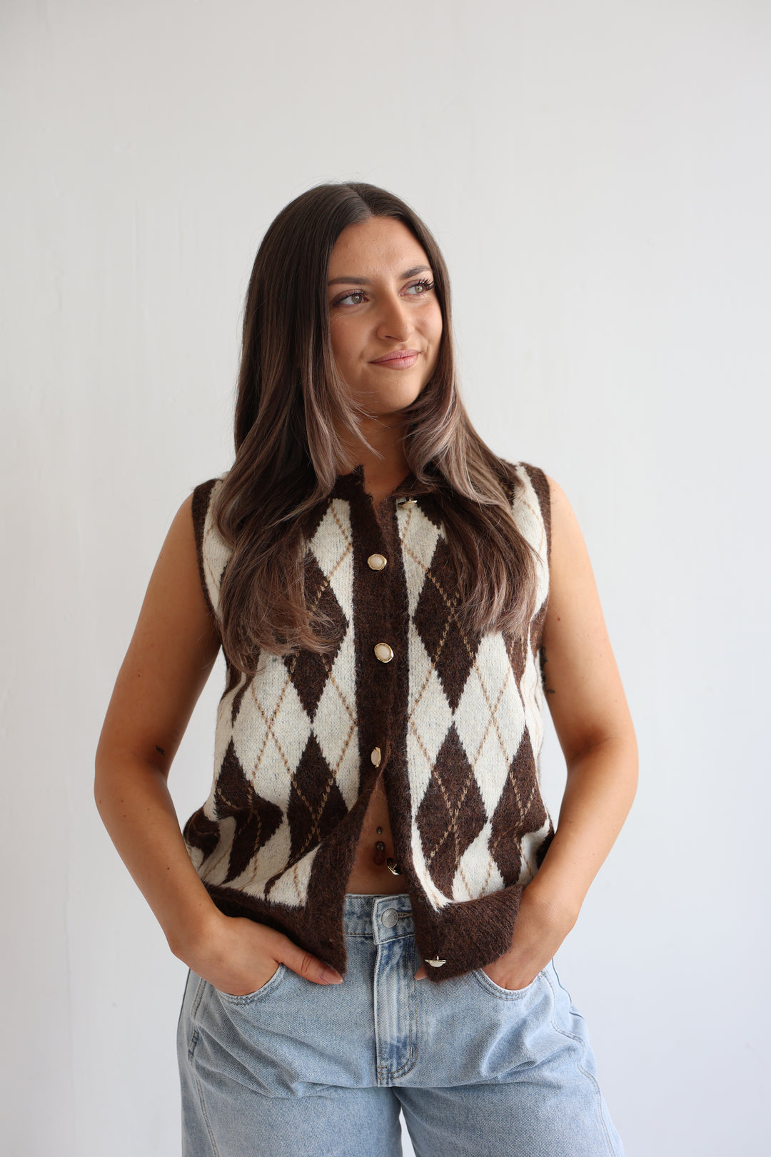 Weste Vintage Argyle Chic