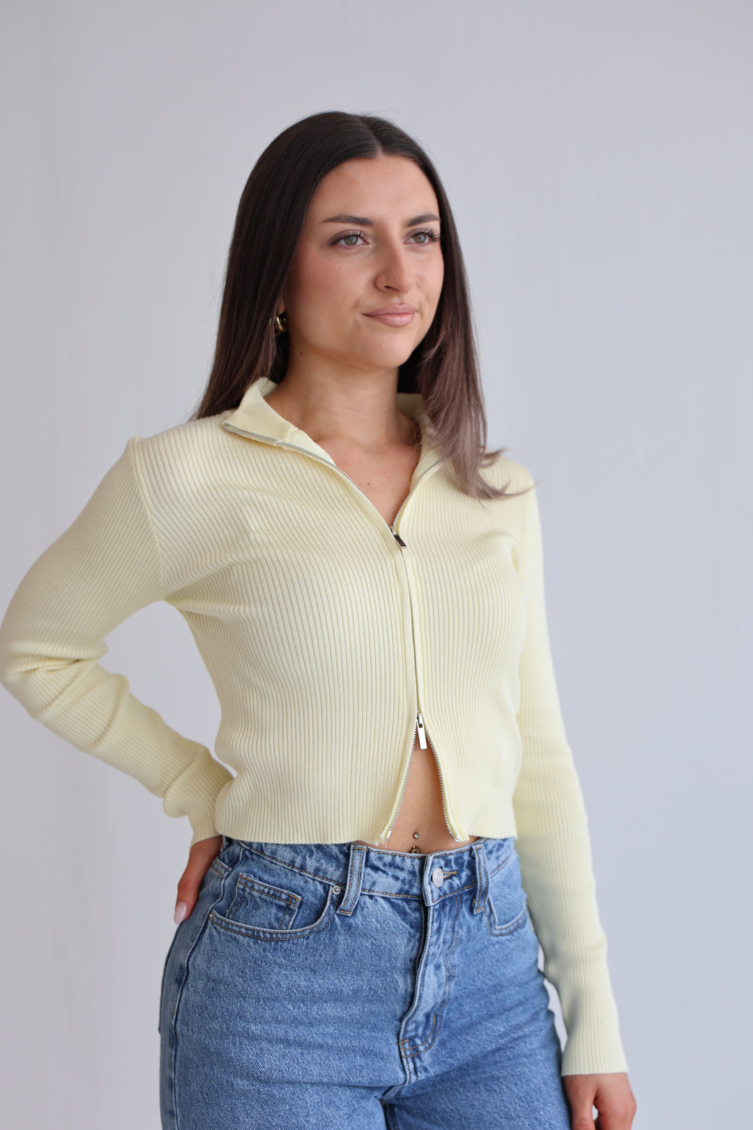 Ripped Zip-Up Cardigan