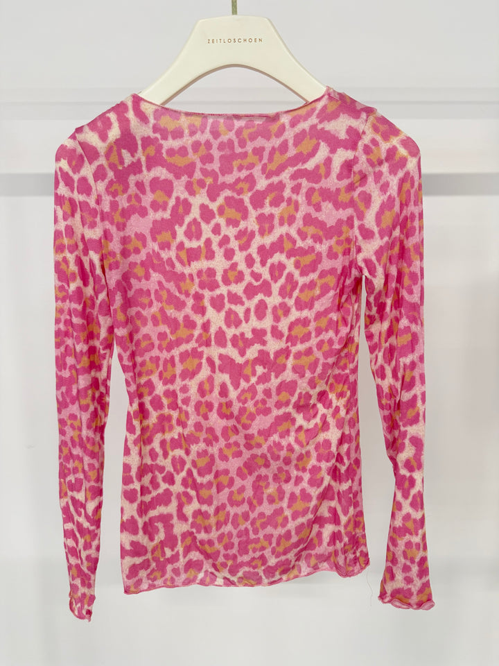 CASHMERE LONGSLEEVE MIT LEOPRINT PINK (B-WARE)