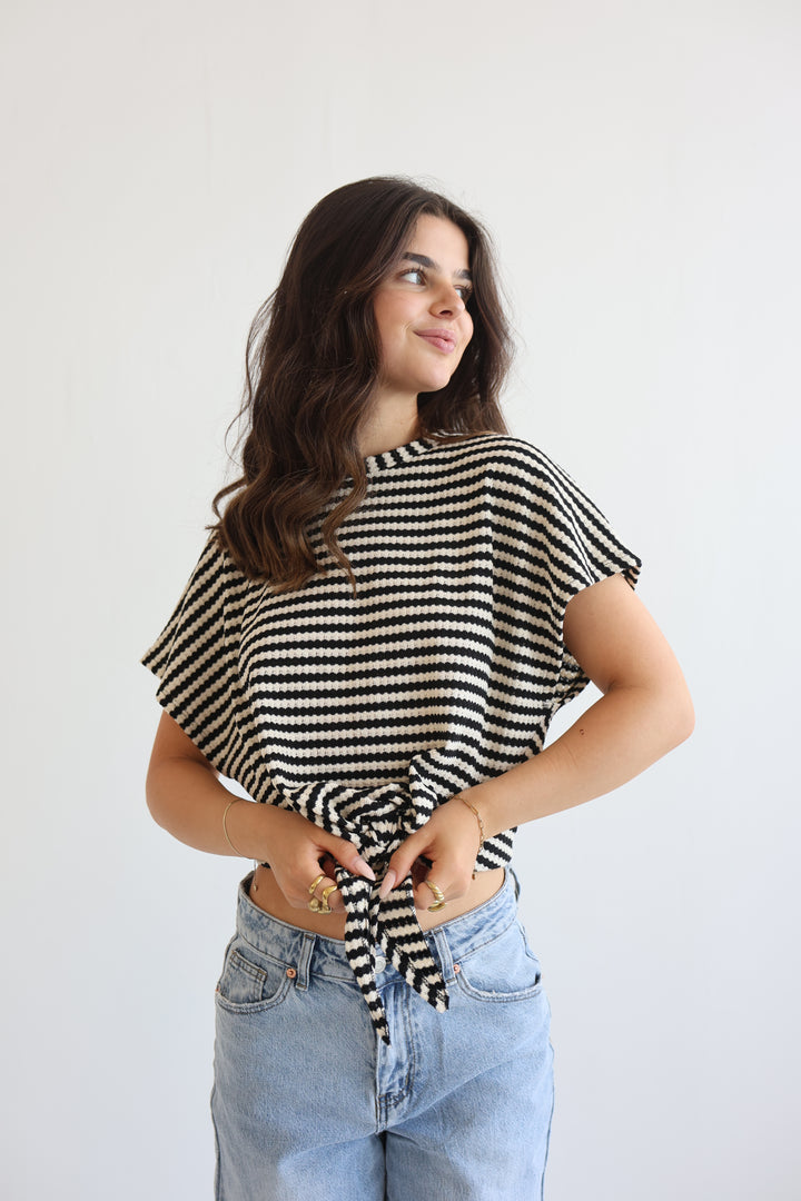 Striped Knit Knot T-Shirt