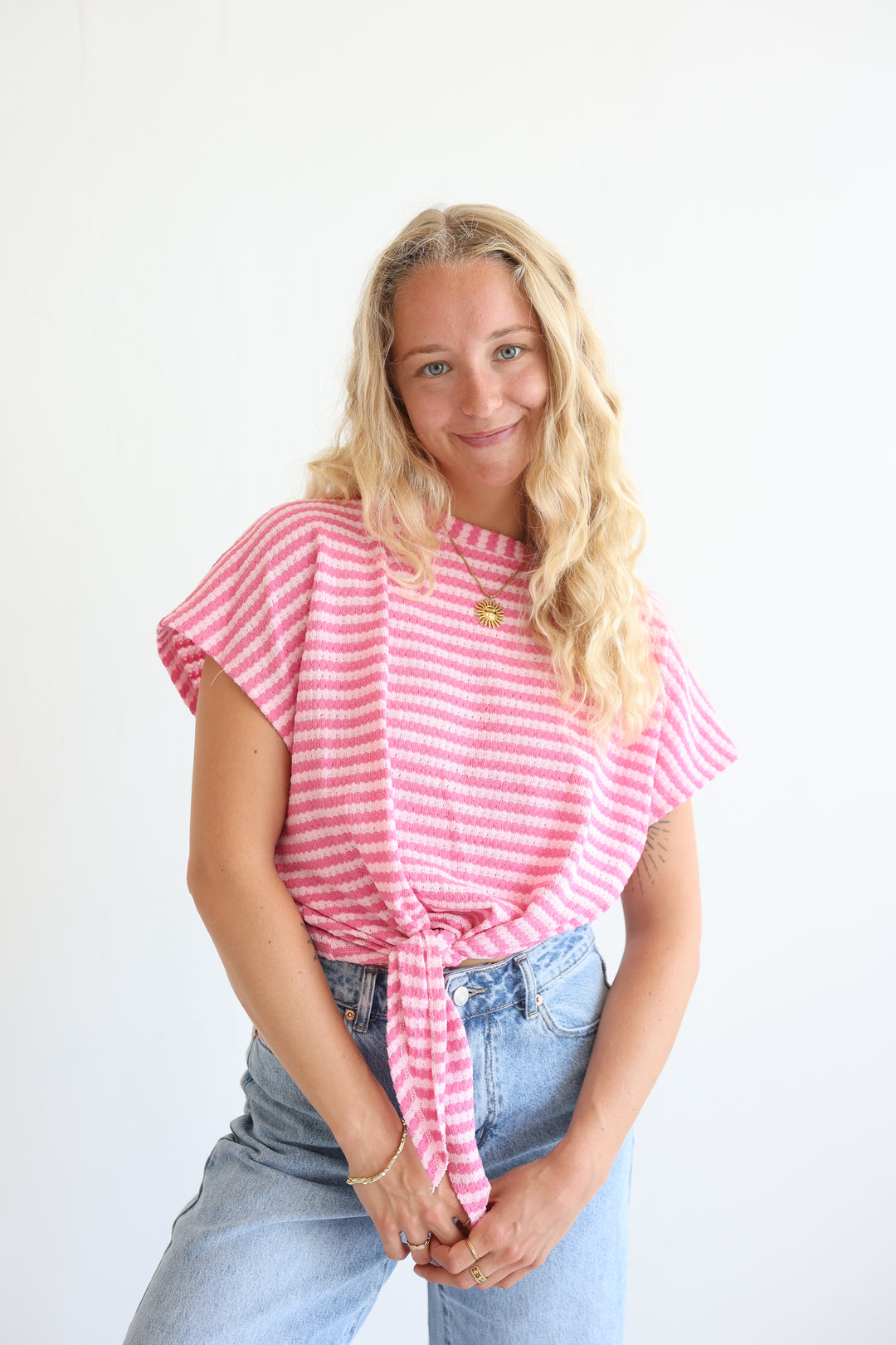 Striped Knit Knot T-Shirt
