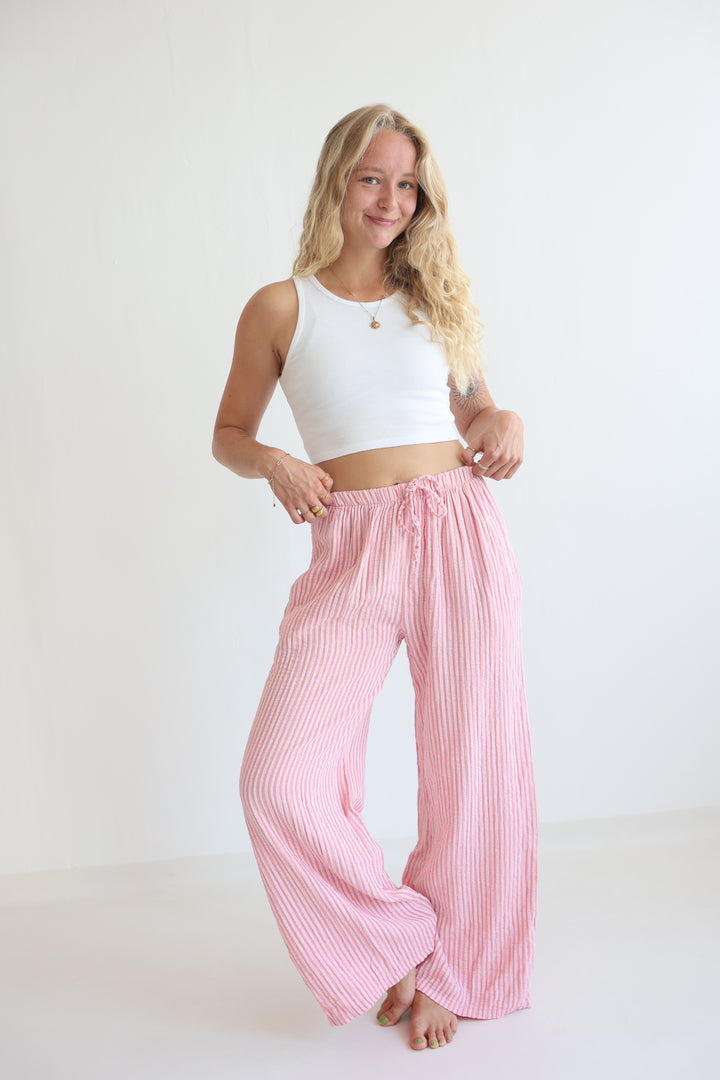 Lange Musselinhose mit Streifen Little Lines