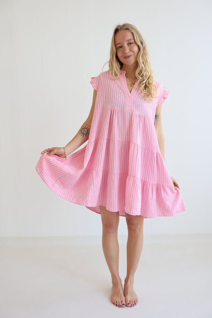Kurzes Musselinkleid Summer Striped