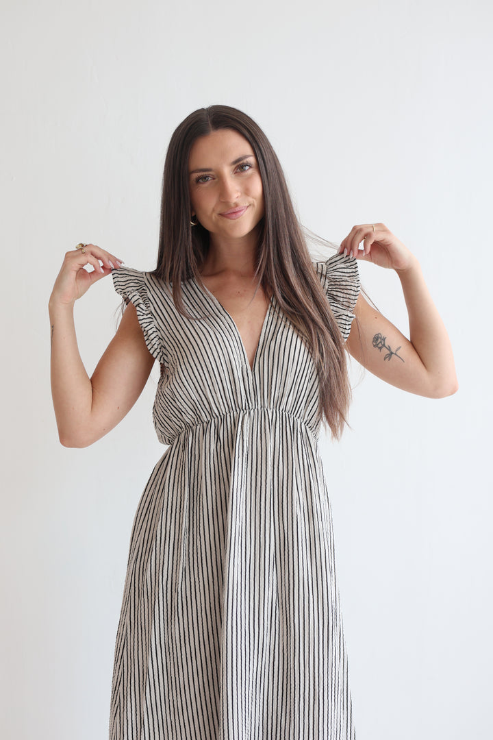 Langes Musselinkleid Casual Stripes