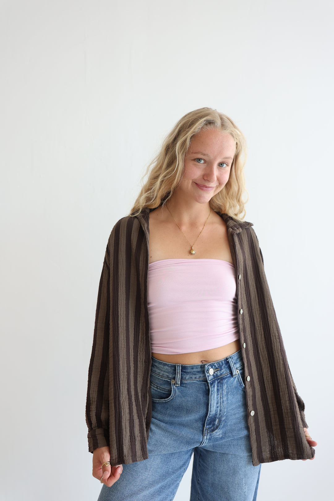 Musselinbluse Blockstripes