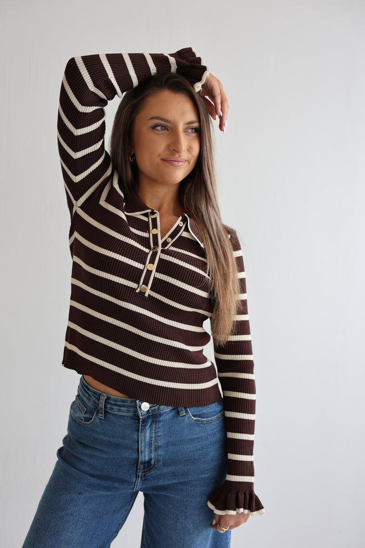 Gestreiftes Longsleeve Hazelnut