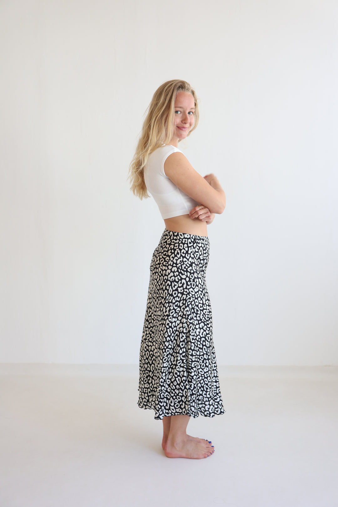 Leopard Satin Skirt