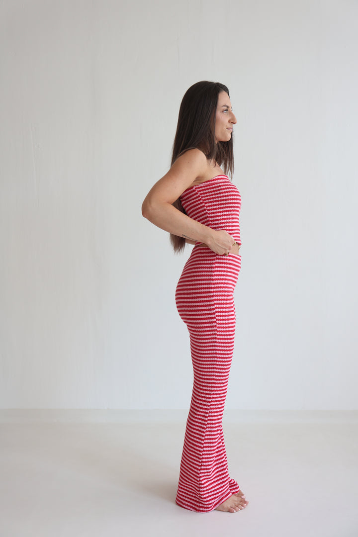Striped Knit Flared Pants