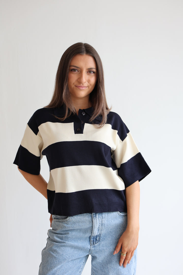 Navy Striped Poloshirt