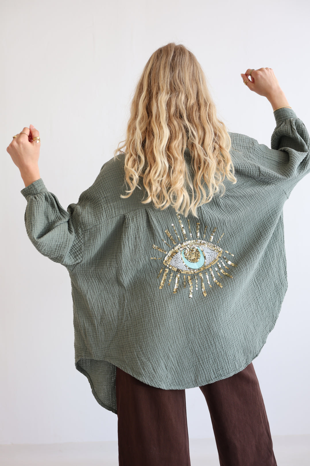 Oversize Blusenhemd aus Musselin Golden Eye