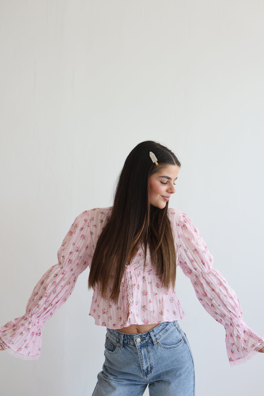 Schößchenbluse zum Schnüren Cute Roses