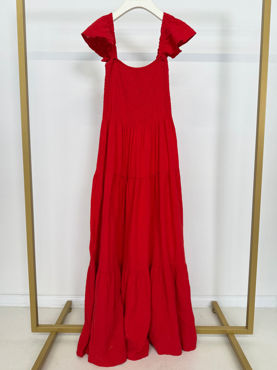 LANGES KLEID MIT RAFFUNG LIVIA ROT (B-WARE)