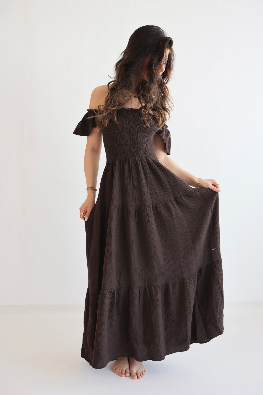 Langes Kleid mit Raffung Livia