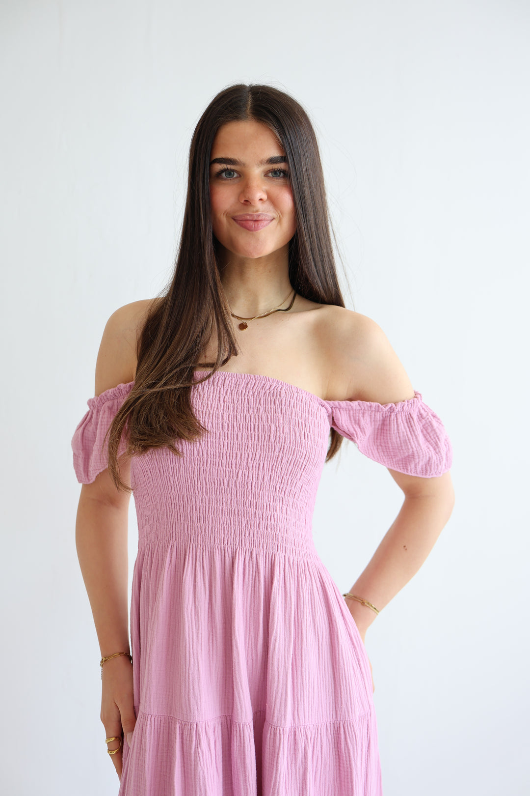 Langes Kleid mit Raffung Livia